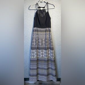 J. Crew 4 Women’s Dress Black White Aztec Print Sleeveless Spaghetti Strap Maxi